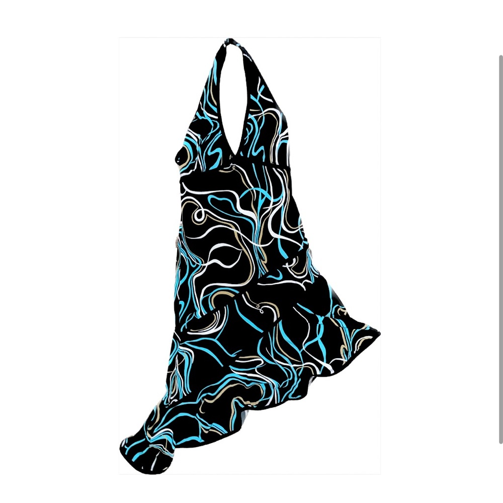 unique asymmetrical halter dress with an open back 🤩